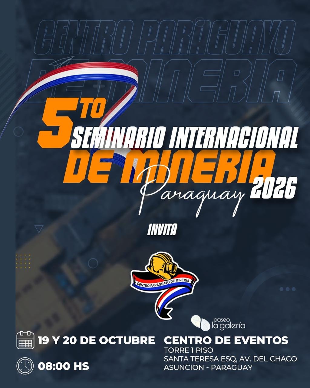 Afiche del 5.º Seminario Internacional de Minería Paraguay 2026, del Centro Paraguayo de Minería